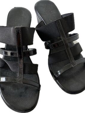 Slip on black wedge sandal